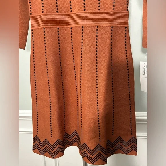 London Times Rust and Black Long Sleeve Dress - Picture 2 of 4